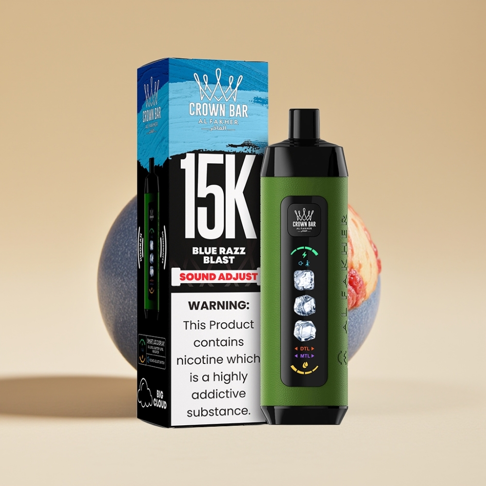 Al Fakher 15k Ice Adjust Clouds Disposable 15000 Puffs Pantalla LED Explosión de Arándanos Azules