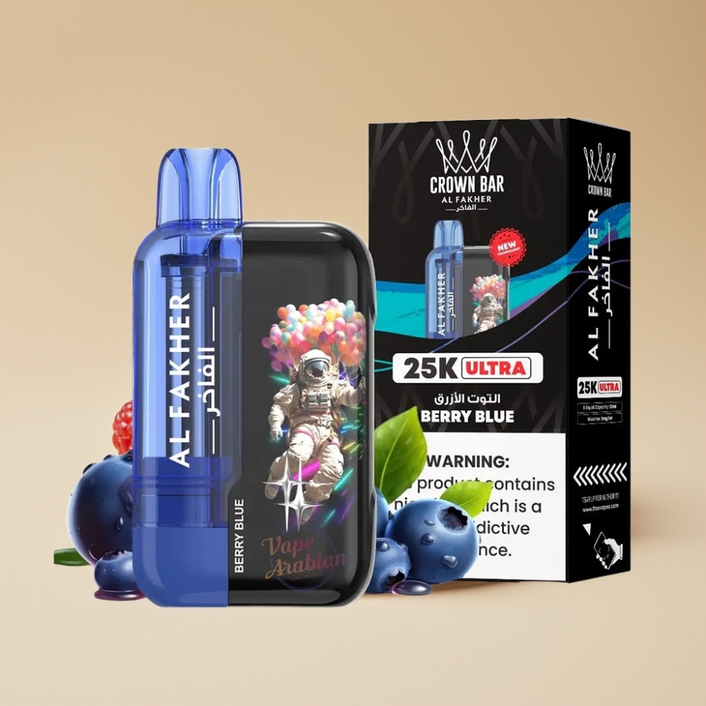 Al Fakher Crown Bar Ultra 25K Disposable Vape 22ml Berry Blue (Arándano Azul)