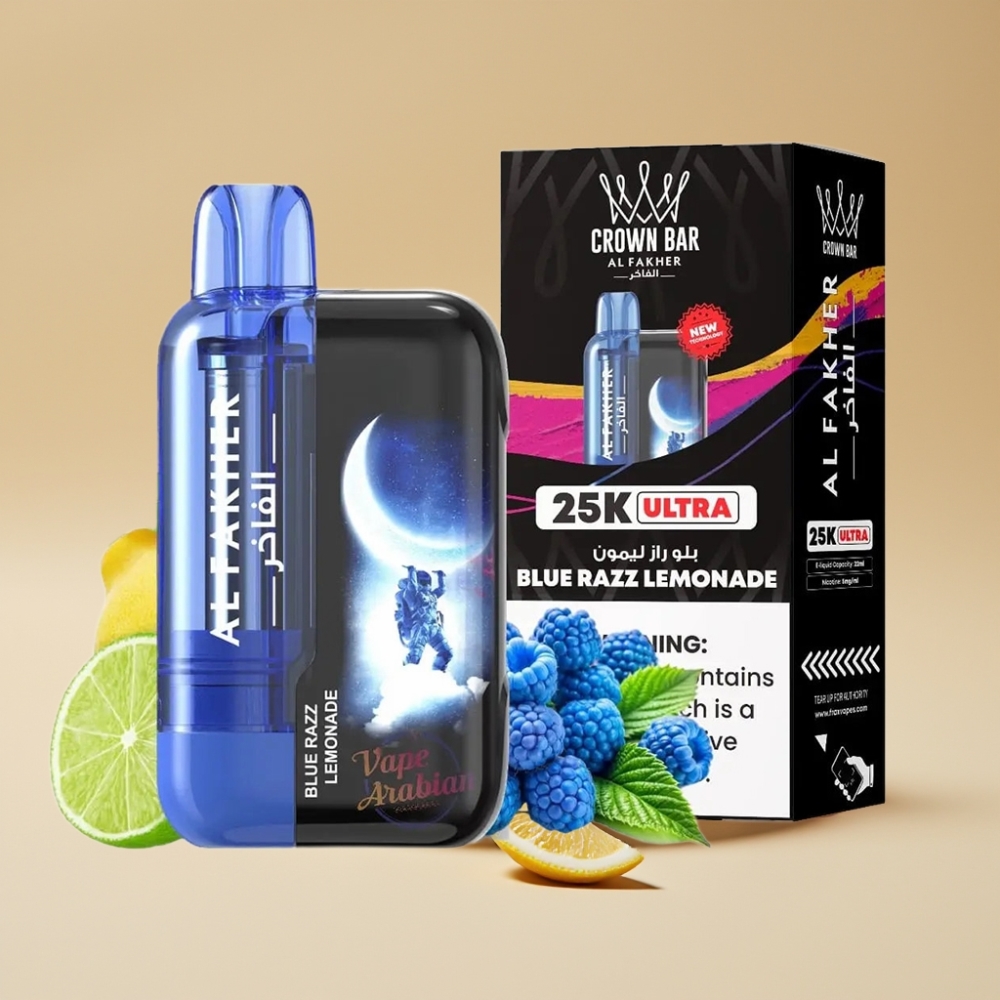 Al Fakher Crown Bar Ultra 25K Disposable Vape 22ml LED Frambuesa Limonada Azul