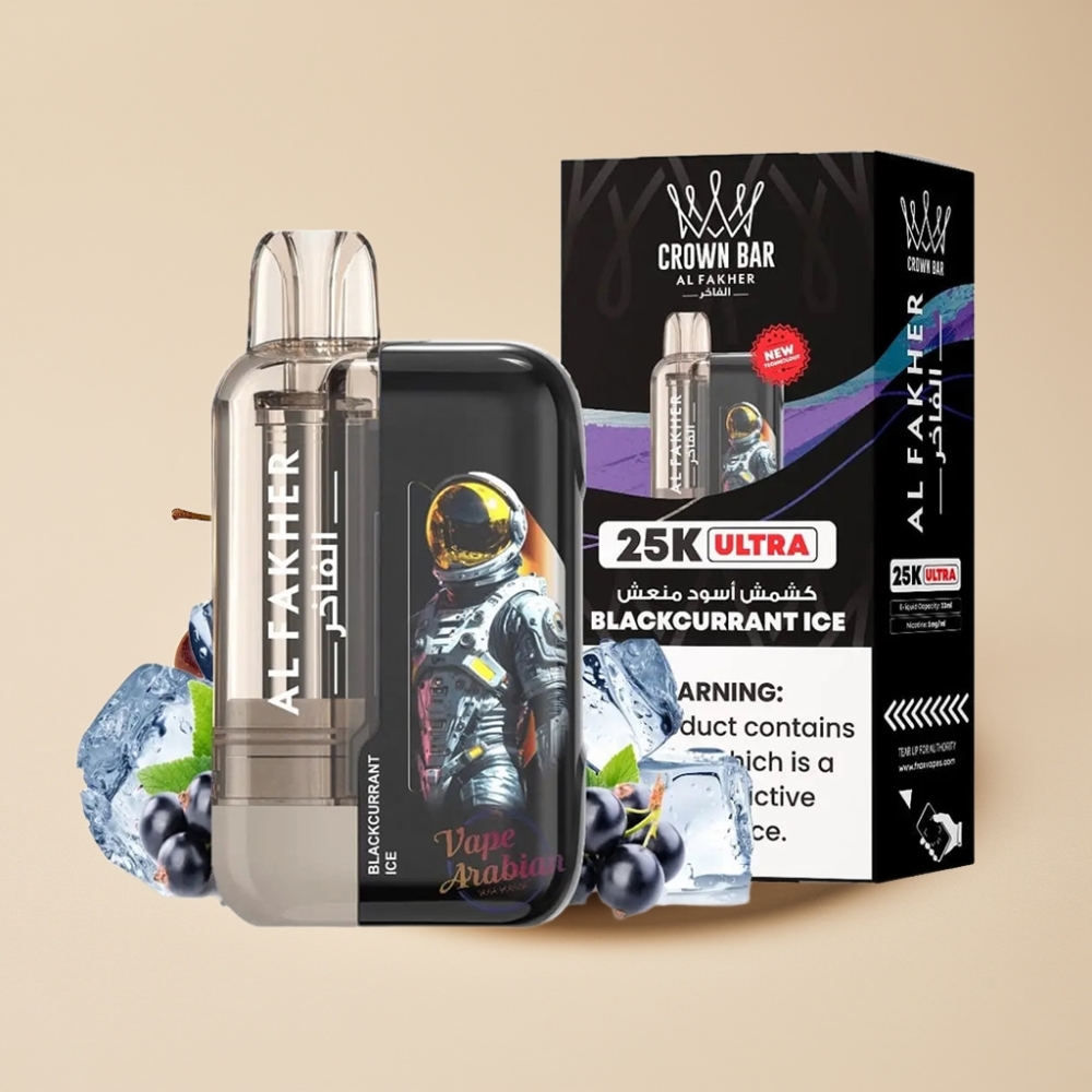 Al Fakher Crown Bar Ultra 25K Grosella Negra Helada LED Display
