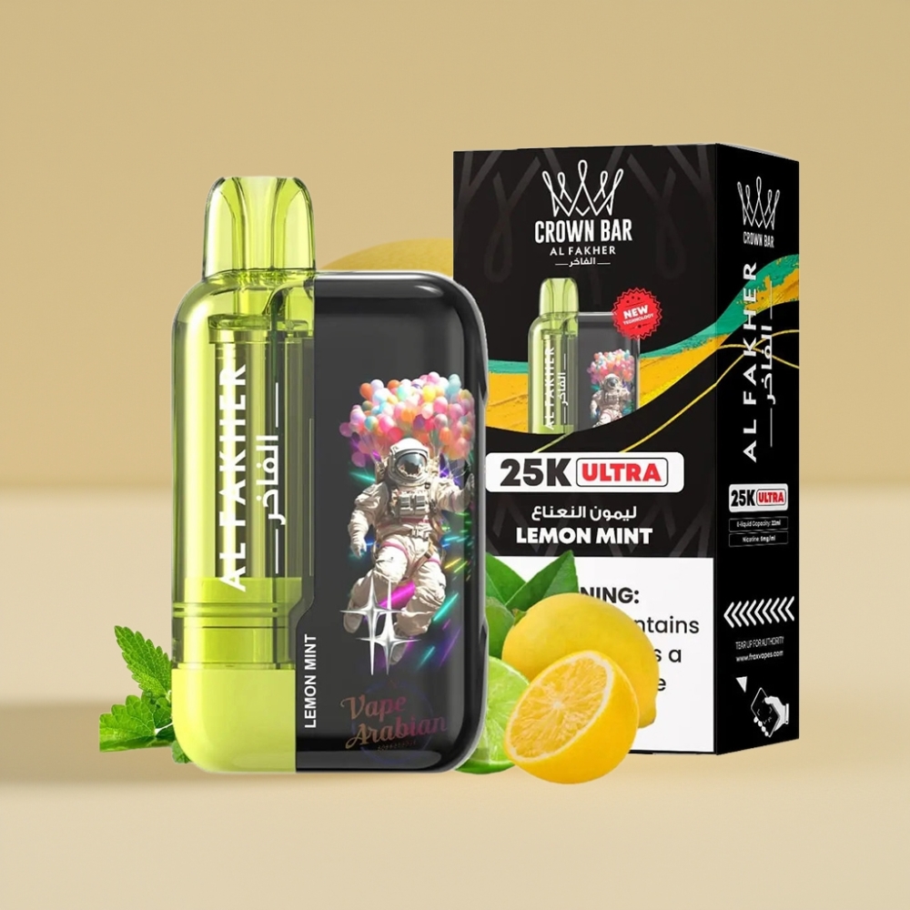 Al Fakher Crown Bar Ultra 25K Limón Menta Pantalla LED