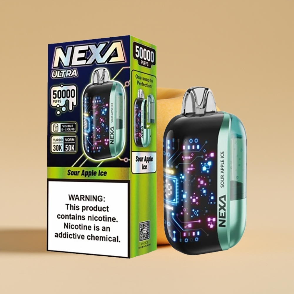 NEXA Ultra 50000 Puffs Manzana Ácida Helada Pantalla 3D Curva
