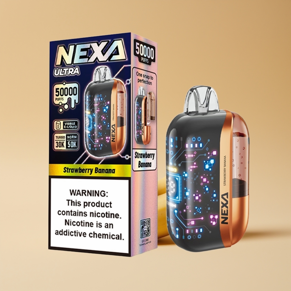 NEXA Ultra 50K 50000 Puffs Fresa Plátano Pantalla Curva 3D