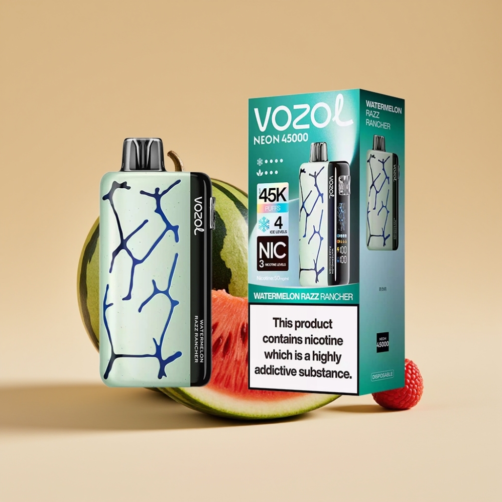 Vozol Neon 45k 45000 Puffs 20ml Disposable Vape Sandía Razz Rancher